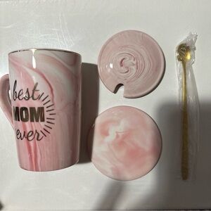 Pink Marble Mug and Coaster Set